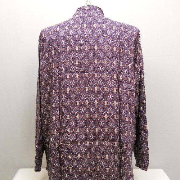 Concepts Ladies Button Down Shirt Tie-Neck Long-Sleeve Vintage Print Plus 4X NWT - Picture 4 of 6